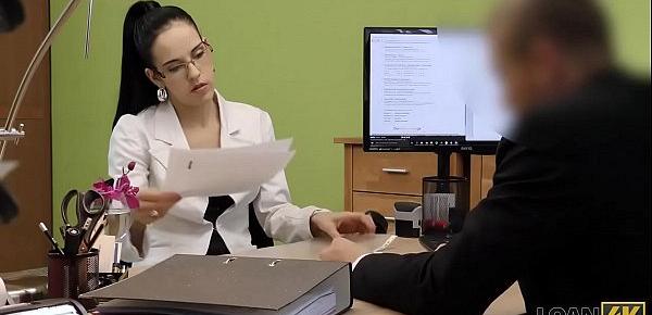 LOAN4K. Hot chick from female music band gets fucked by loan agent